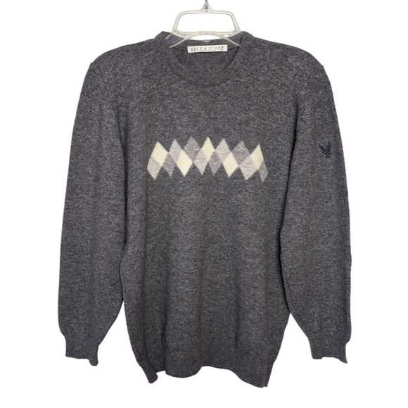 LYLE & SCOTT long sleeve gray‎ Argyle Women's Sweater size M - Picture 1 of 6